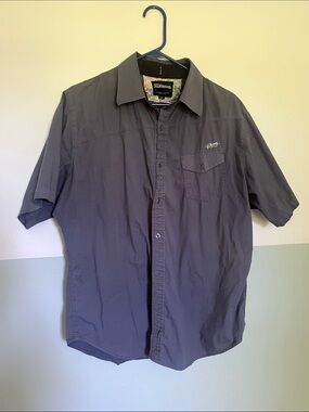 Billabong Men's Short Sleeve Button-Down Shirt — Charcoal Gray